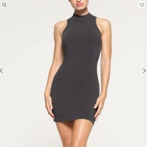 Skims Vintage Mock Neck Mini Dress Ash - Size Small